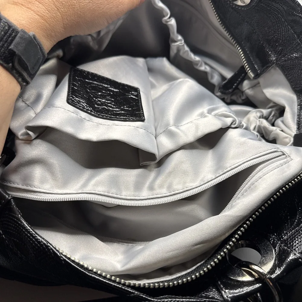 Coach Alex Signature Black Patent Leather Baby Travel Tote Bag